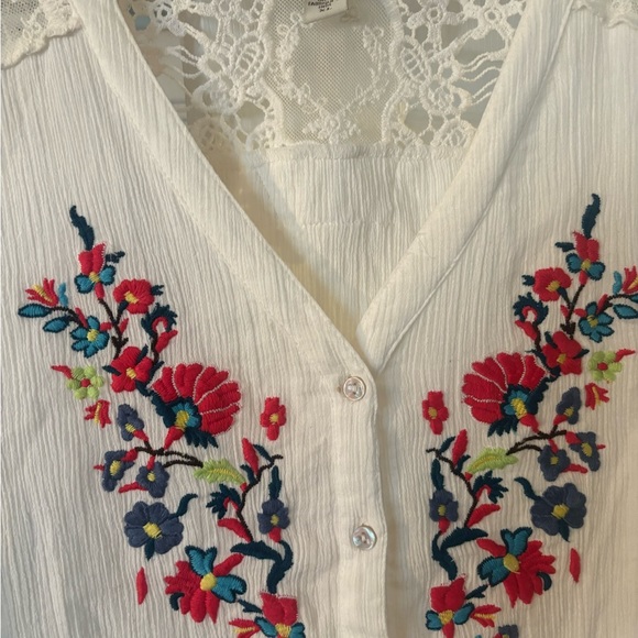VINTAGE AMERICA FLOWER PRINT BLOUSE. - Picture 3 of 5
